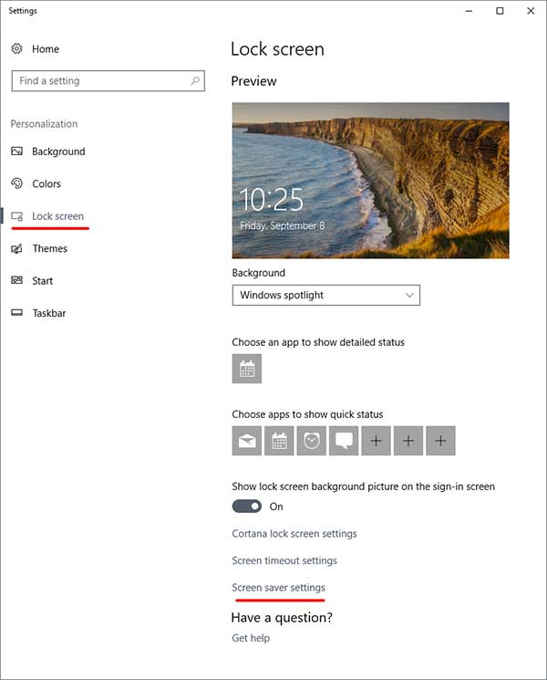 Windows 10 personalization settings
