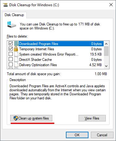 Windows Disk Cleanup Options
