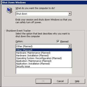 Disable the Shutdown Event Tracker in Windows Server & Check Shutdown Events