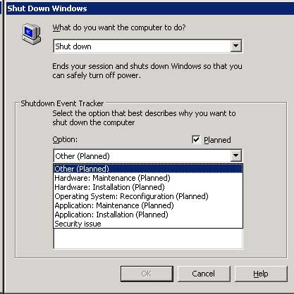 Windows Shutdown Event Tracker