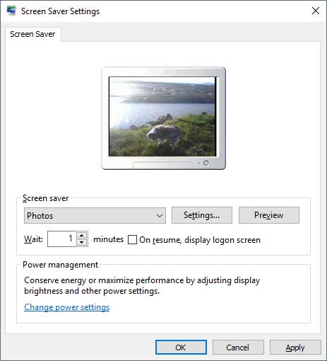 Windows Screen Saver Settings