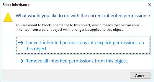 Windows Block Inheritance