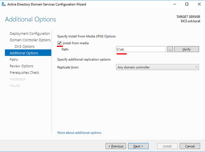 domain controller additional options