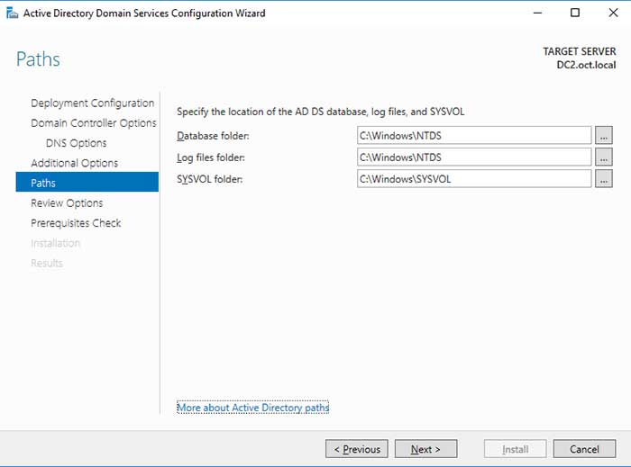 domain controller additional paths