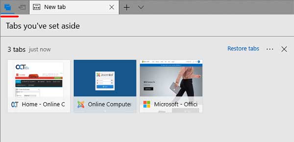 Microsoft Edge tabs you've set aside