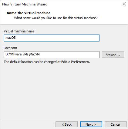 VM storage location and name