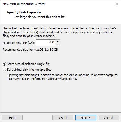 New VM disk size