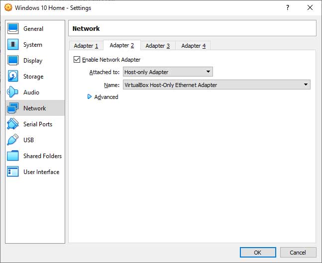 VirtualBox network adapter