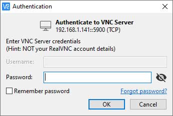 VNC Viewer login password