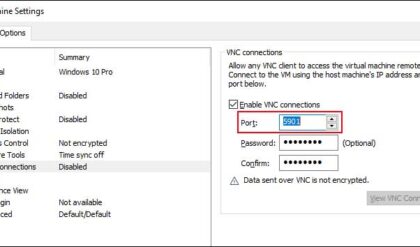 VMware Workstation VNC connection port number
