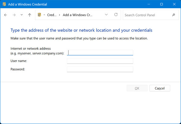 Add a Windows Credential