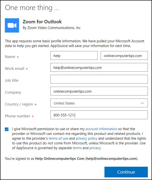 Zoom for Outlook app