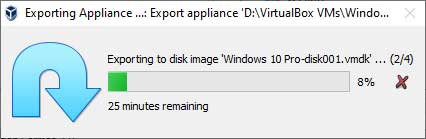 VirtualBox Exporting Virtual Appliance OVA