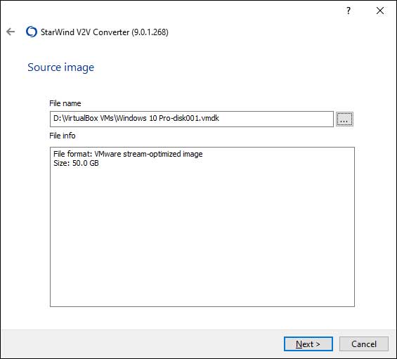 StarWind V2V Converter Import VirtualBox VM into Hyper-V
