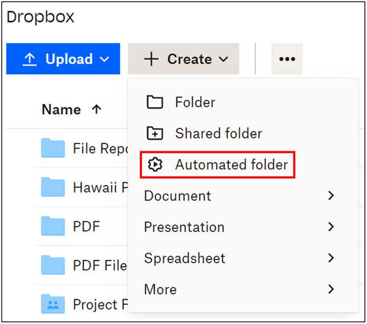 Creating a Dropbox Automated Folder