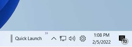 Windows 11 Quick Launch toolbar