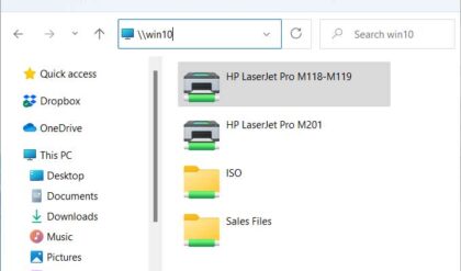 File Manager UNC Path to Printer