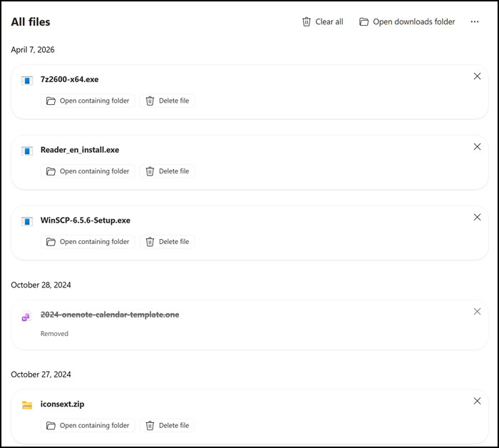 Edge Download History