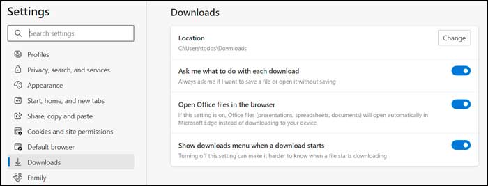 Microsoft Edge Download Options