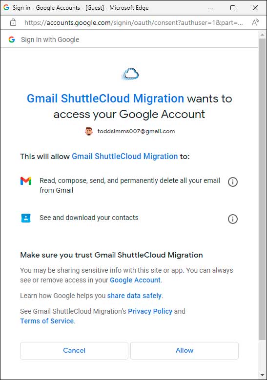 Gmail ShuttleCloud Migration