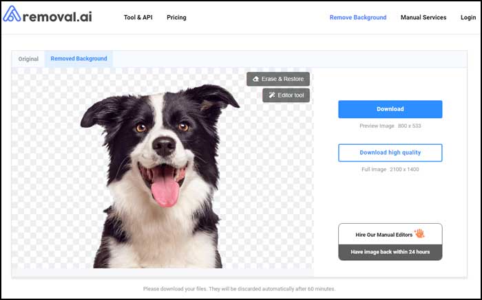 removal.ai Online Photo Background Removal Tool