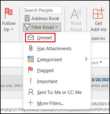 Outlook email filters