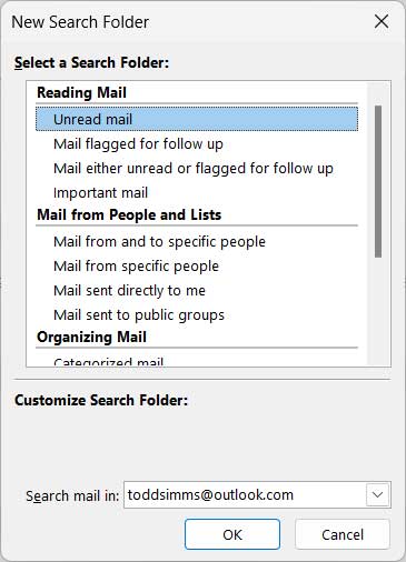 Use the Unread Search Filter and Unread Mail Search Folder to Find Unread Emails in Outlook