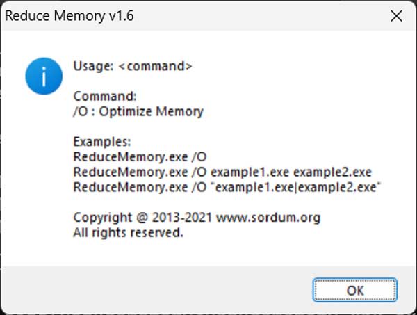 Reduce Memory process exclusions