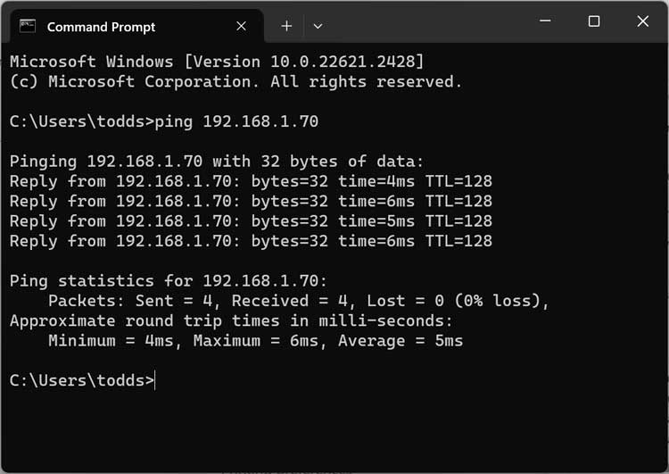 Command Prompt Ping Printer