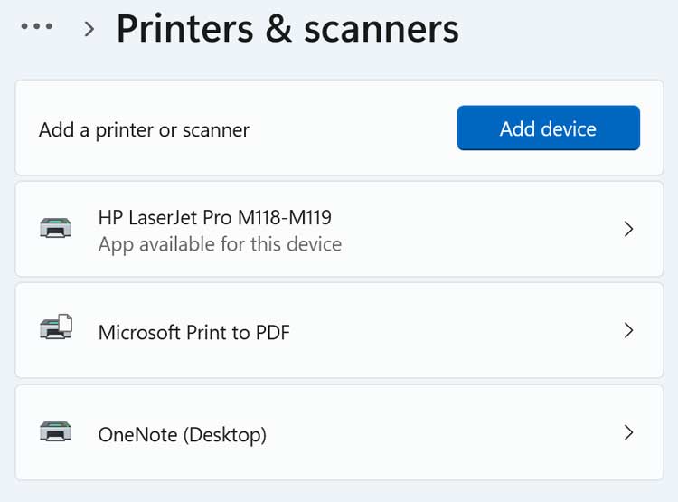 Windows 11 Printers & Scanners