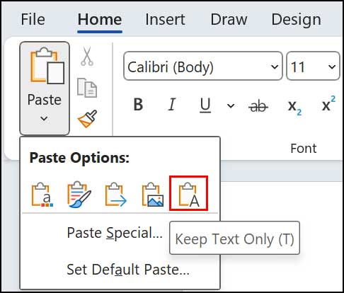 How to Make Keep Text Only the Default Paste Option for Microsoft Word