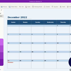 Adding an editable calendar to a OneNote notebook