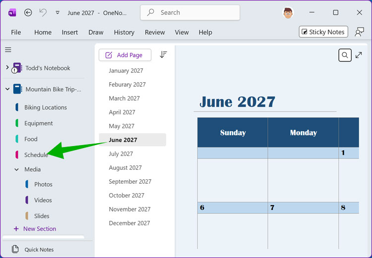 Move calendar to new section