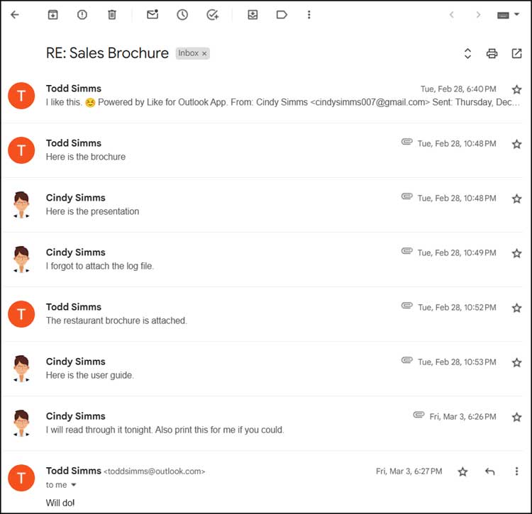 Gmail email thread
