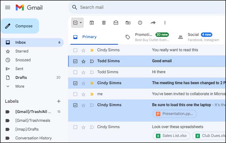 Gmail highlight all unread emails