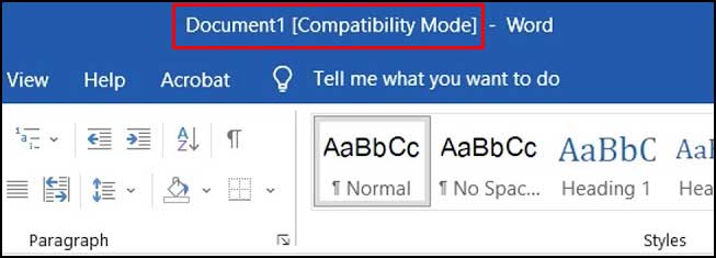 Microsoft Word compatibility mode