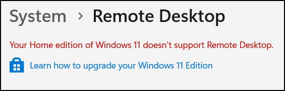 Windows 11 Home Remote Desktop