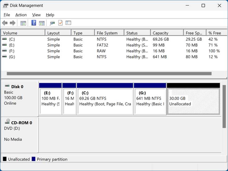 Windows Disk Management Tool