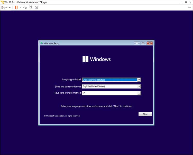 Windows 11 VM Installation