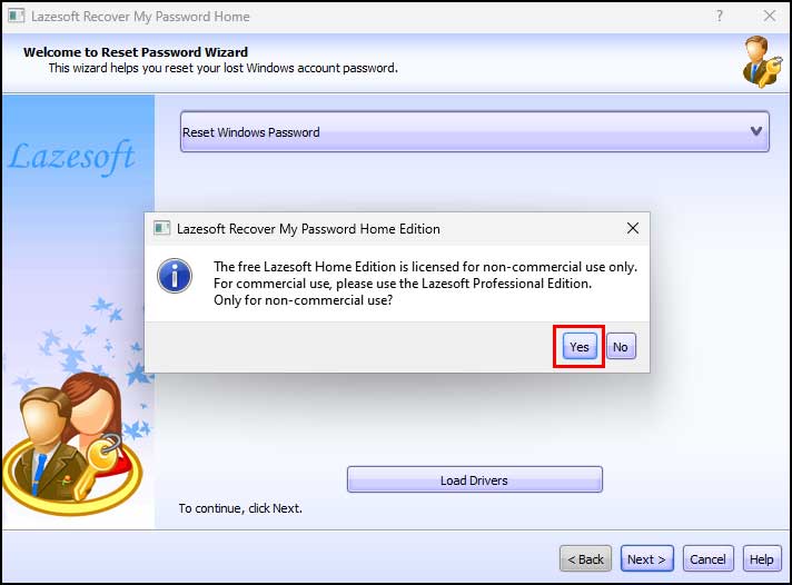 Launching Lazesoft Recover My Password 