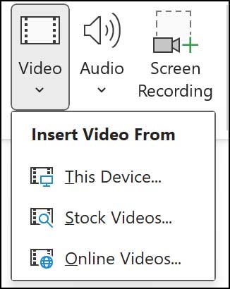 PowerPoint Insert Video Options