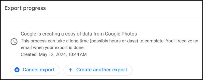 Google Takeout Export