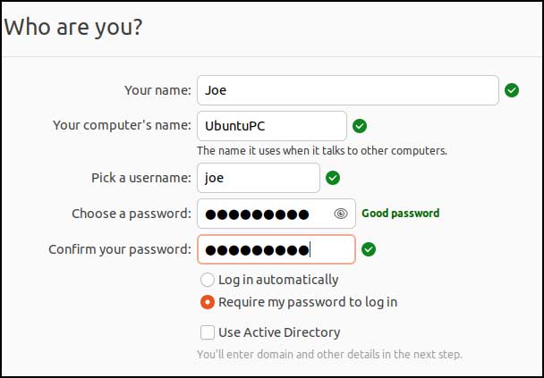 Ubuntu Create Username and Password