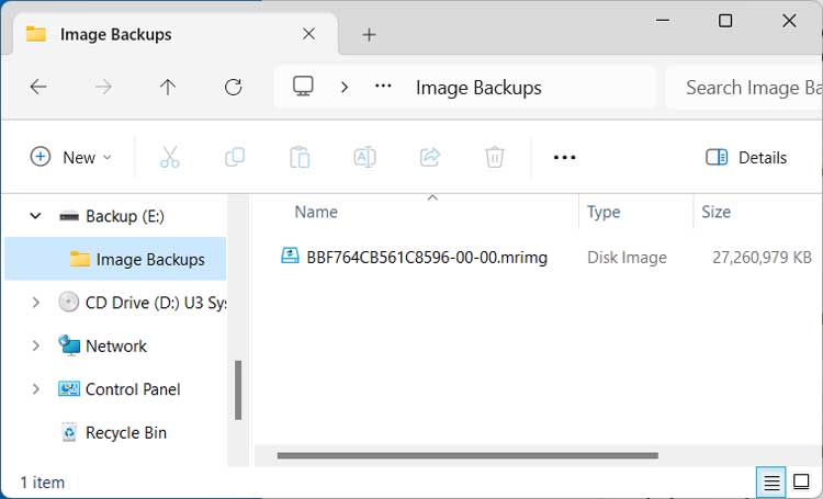 Backup Image File