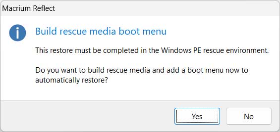 Windows PE rescue environment 