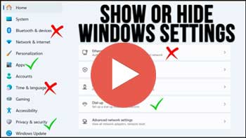 Video - How to Show or Hide Specific Windows Settings