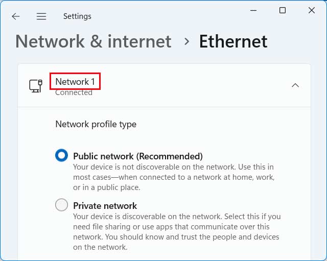 Windows network name