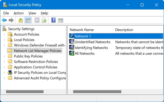 Windows Local Security Policy Editor