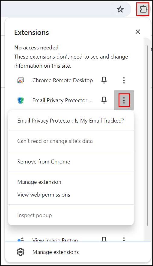 Manage or disable Google Chrome extensions