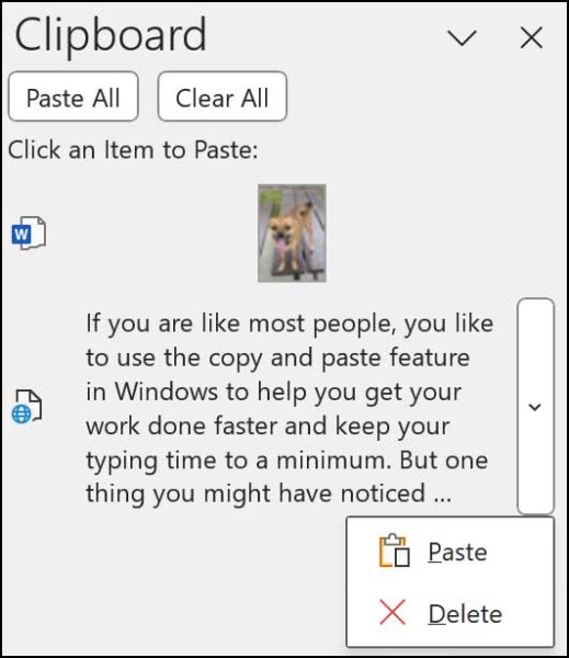 How to Use the Microsoft Word\Office Clipboard History Online